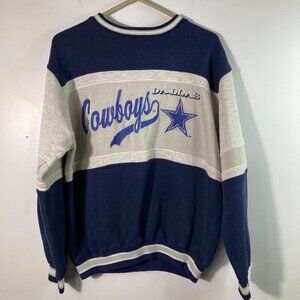Mens Vintage 90s Logo‎ 7 Dallas Cowboys Sweatshirt M Blue Tan Flaw